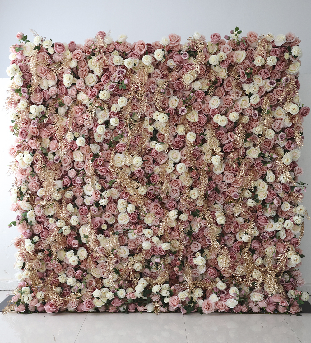 rose gold flower wall